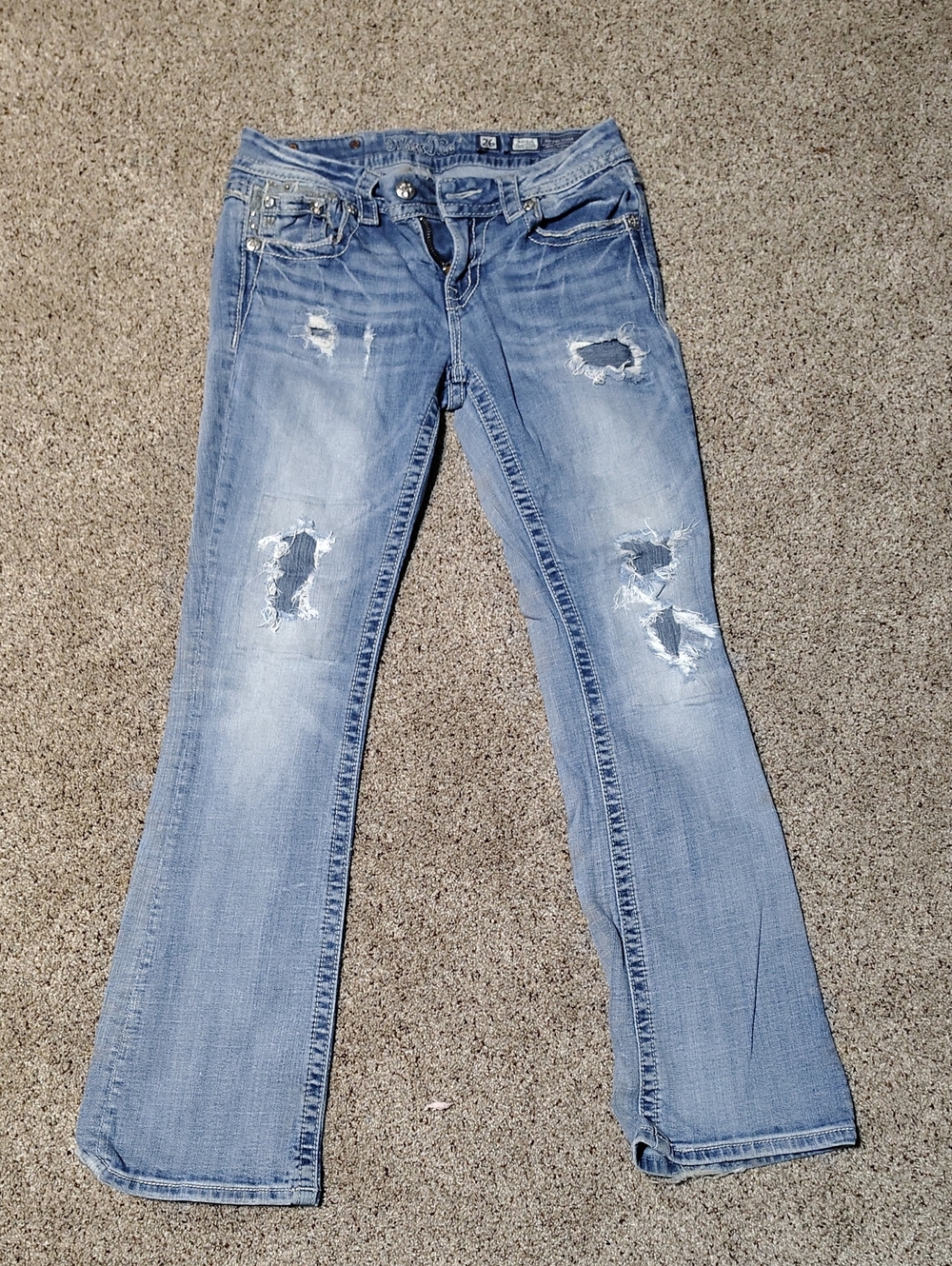 Miss Me Light Blue Distressed Boot Cut Jeans